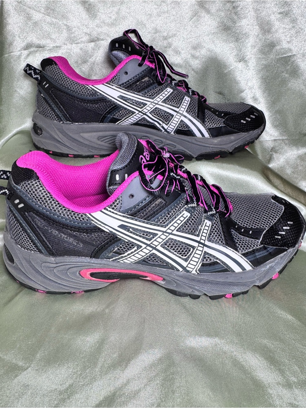 ASICS GEL-Venture 3 Trail Running Shoes Black and Pink T283N Women’s 8.5 - Picture 1 of 8